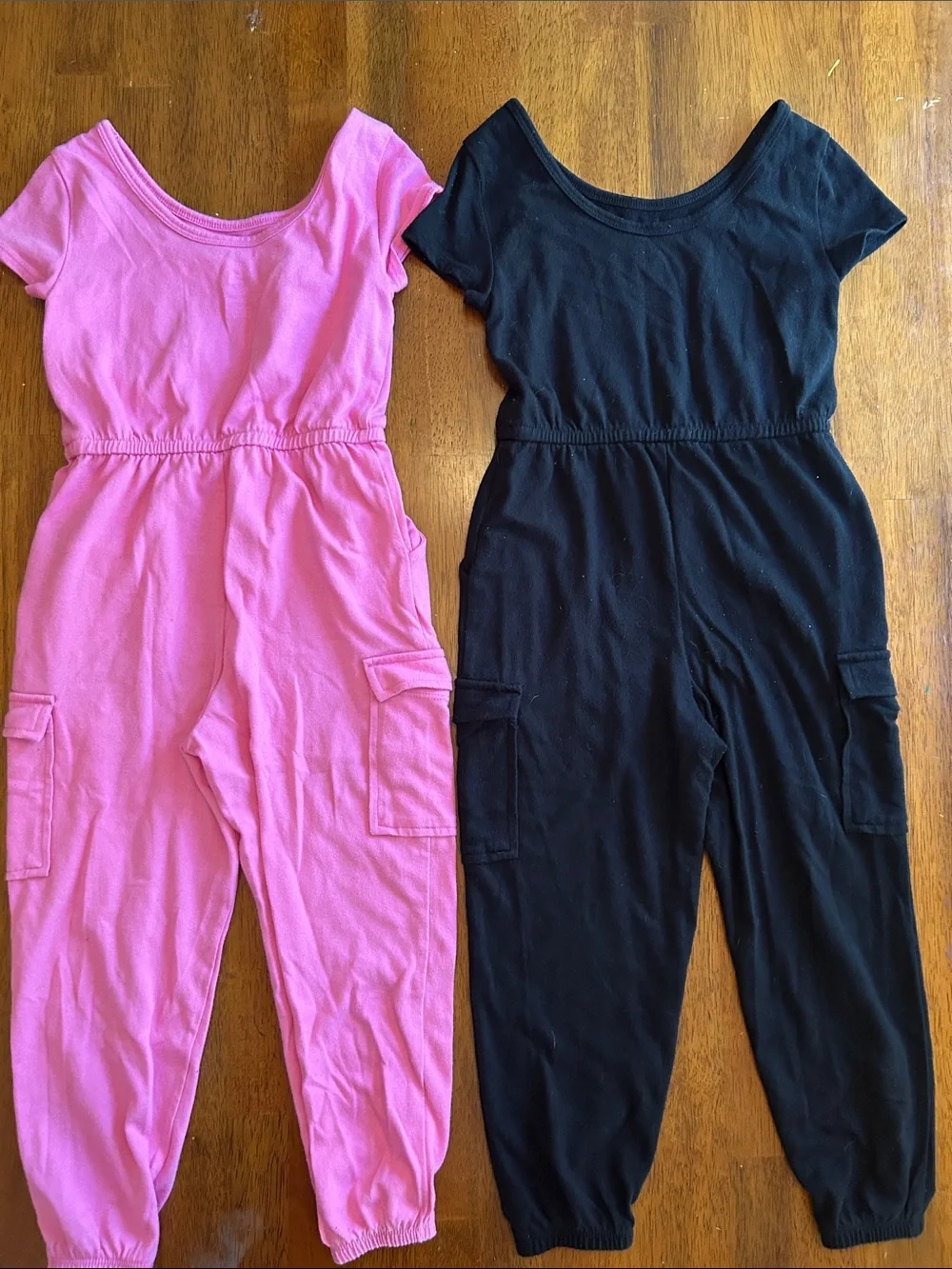 Jumpsuit Bundle Girls XS 4-5 Pink Black One Piece Rompers Cargo Pocket 2 Pack